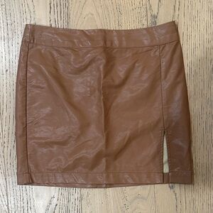 Chic Tan Leather Mini Skirt